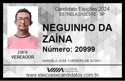 Candidato NEGUINHO DA ZAÍNA 2024 - ESTRELA D\OESTE - Eleições