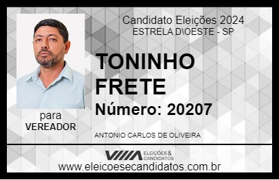 Candidato TONINHO FRETE 2024 - ESTRELA D\OESTE - Eleições