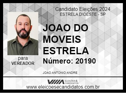 Candidato JOAO DO MOVEIS ESTRELA 2024 - ESTRELA D\OESTE - Eleições