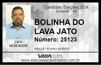 Candidato BOLINHA DO LAVA JATO 2024 - SUMARÉ - Eleições