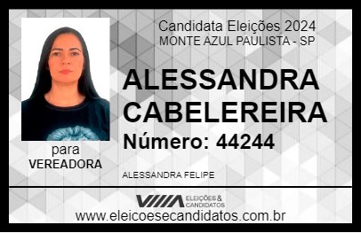 Candidato ALESSANDRA CABELEREIRA 2024 - MONTE AZUL PAULISTA - Eleições