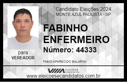 Candidato FABINHO ENFERMEIRO 2024 - MONTE AZUL PAULISTA - Eleições