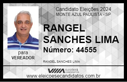 Candidato RANGEL SANCHES LIMA 2024 - MONTE AZUL PAULISTA - Eleições