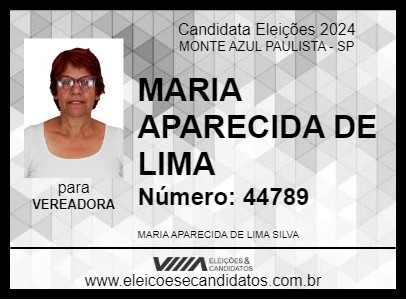 Candidato MARIA APARECIDA DE LIMA 2024 - MONTE AZUL PAULISTA - Eleições