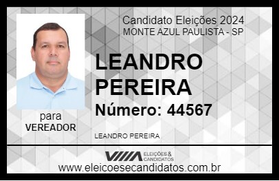 Candidato LEANDRO PEREIRA 2024 - MONTE AZUL PAULISTA - Eleições