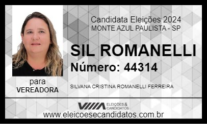 Candidato SIL ROMANELLI 2024 - MONTE AZUL PAULISTA - Eleições