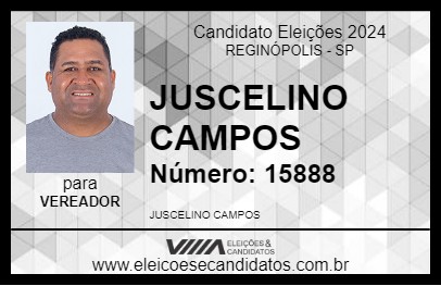 Candidato JUSCELINO CAMPOS 2024 - REGINÓPOLIS - Eleições