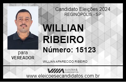 Candidato WILLIAN RIBEIRO 2024 - REGINÓPOLIS - Eleições