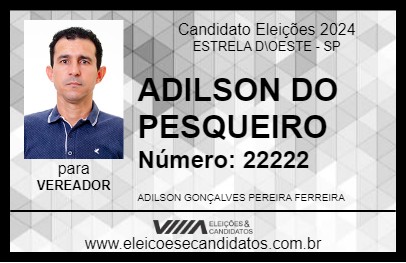 Candidato ADILSON DO PESQUEIRO 2024 - ESTRELA D\OESTE - Eleições