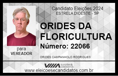 Candidato ORIDES DA FLORICULTURA 2024 - ESTRELA D\OESTE - Eleições