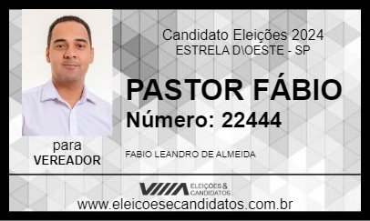 Candidato PASTOR FÁBIO 2024 - ESTRELA D\OESTE - Eleições