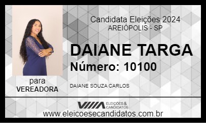 Candidato DAIANE TARGA 2024 - AREIÓPOLIS - Eleições