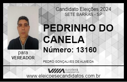 Candidato PEDRINHO DO CANELA 2024 - SETE BARRAS - Eleições