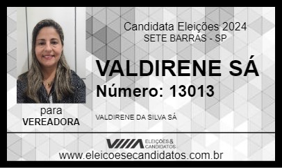 Candidato VALDIRENE SÁ 2024 - SETE BARRAS - Eleições