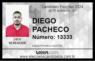 Candidato DIEGO PACHECO 2024 - SETE BARRAS - Eleições