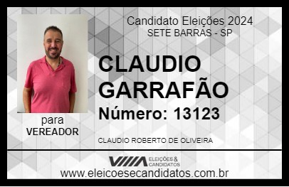 Candidato CLAUDIO GARRAFÃO 2024 - SETE BARRAS - Eleições