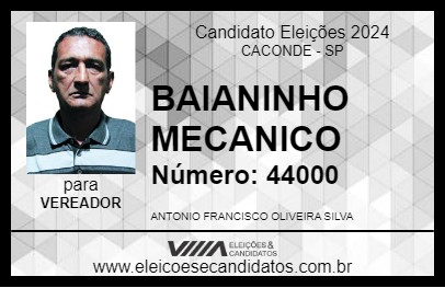 Candidato BAIANINHO MECANICO 2024 - CACONDE - Eleições