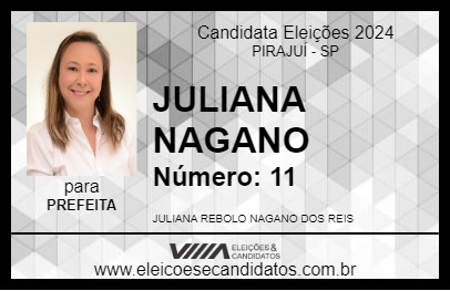 Candidato JULIANA NAGANO 2024 - PIRAJUÍ - Eleições