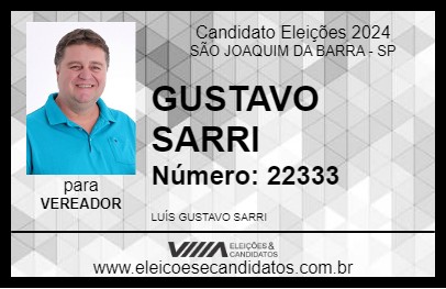 Candidato GUSTAVO SARRI 2024 - SÃO JOAQUIM DA BARRA - Eleições