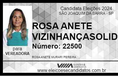 Candidato ROSA ANETE VIZINHANÇASOLIDARIA 2024 - SÃO JOAQUIM DA BARRA - Eleições