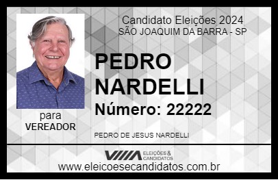 Candidato PEDRO NARDELLI 2024 - SÃO JOAQUIM DA BARRA - Eleições