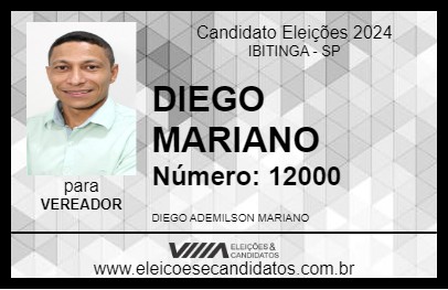 Candidato DIEGO MARIANO 2024 - IBITINGA - Eleições