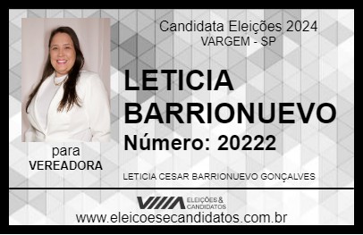 Candidato LETICIA BARRIONUEVO 2024 - VARGEM - Eleições