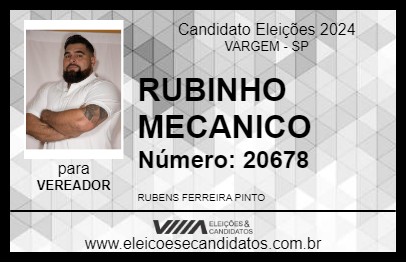 Candidato RUBINHO MECANICO 2024 - VARGEM - Eleições