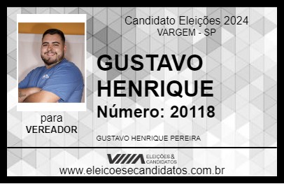 Candidato GUSTAVO HENRIQUE 2024 - VARGEM - Eleições