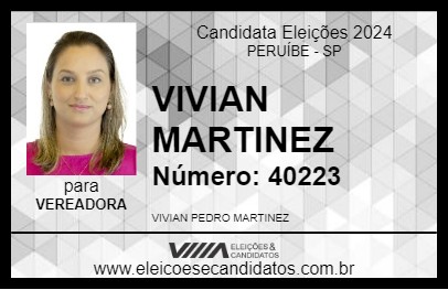 Candidato VIVIAN MARTINEZ 2024 - PERUÍBE - Eleições