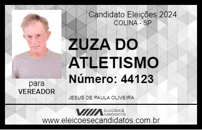 Candidato ZUZA DO ATLETISMO 2024 - COLINA - Eleições