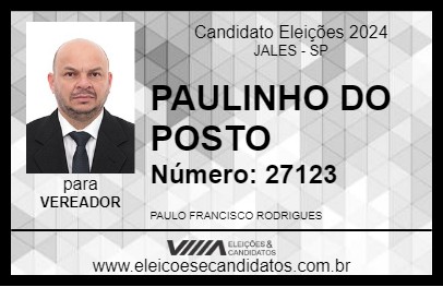 Candidato PAULINHO DO POSTO 2024 - JALES - Eleições