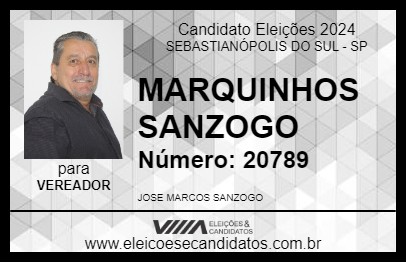 Candidato MARQUINHOS SANZOGO 2024 - SEBASTIANÓPOLIS DO SUL - Eleições