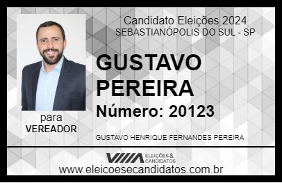 Candidato GUSTAVO PEREIRA 2024 - SEBASTIANÓPOLIS DO SUL - Eleições