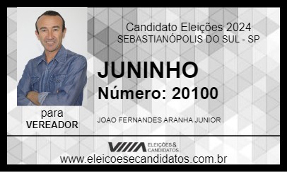 Candidato JUNINHO 2024 - SEBASTIANÓPOLIS DO SUL - Eleições