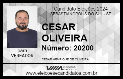 Candidato CESAR OLIVEIRA 2024 - SEBASTIANÓPOLIS DO SUL - Eleições