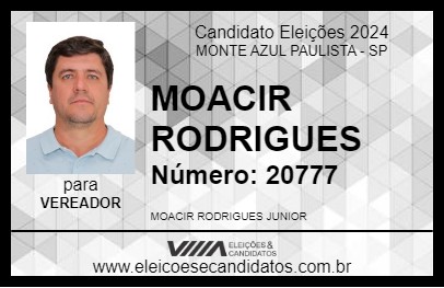 Candidato MOACIR RODRIGUES 2024 - MONTE AZUL PAULISTA - Eleições