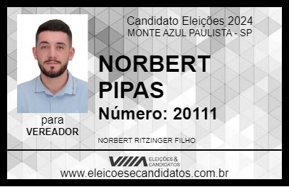 Candidato NORBERT PIPAS 2024 - MONTE AZUL PAULISTA - Eleições