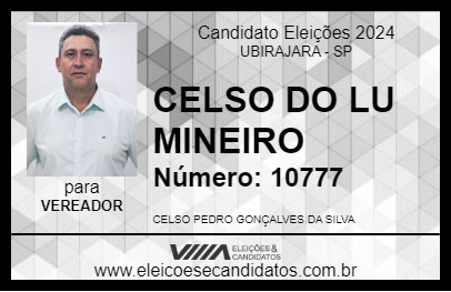 Candidato CELSO DO LU MINEIRO 2024 - UBIRAJARA - Eleições