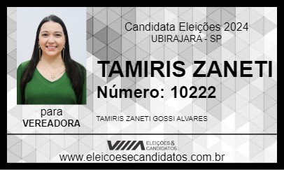 Candidato TAMIRIS ZANETI 2024 - UBIRAJARA - Eleições