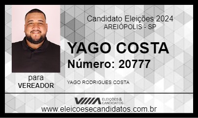 Candidato YAGO COSTA 2024 - AREIÓPOLIS - Eleições