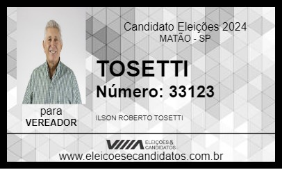 Candidato TOSETTI 2024 - MATÃO - Eleições