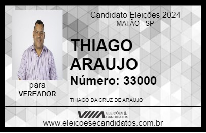 Candidato THIAGO ARAUJO 2024 - MATÃO - Eleições