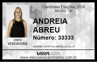 Candidato ANDREIA ABREU 2024 - MATÃO - Eleições