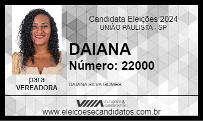 Candidato DAIANA 2024 - UNIÃO PAULISTA - Eleições