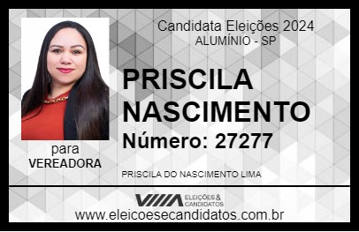 Candidato PRISCILA NASCIMENTO 2024 - ALUMÍNIO - Eleições