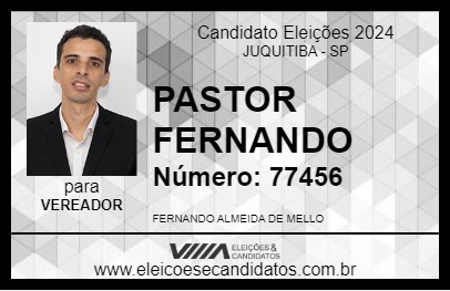 Candidato PASTOR FERNANDO 2024 - JUQUITIBA - Eleições