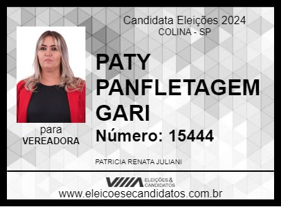 Candidato PATY PANFLETAGEM GARI 2024 - COLINA - Eleições