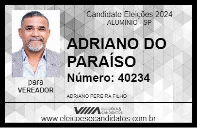 Candidato ADRIANO DO PARAÍSO 2024 - ALUMÍNIO - Eleições