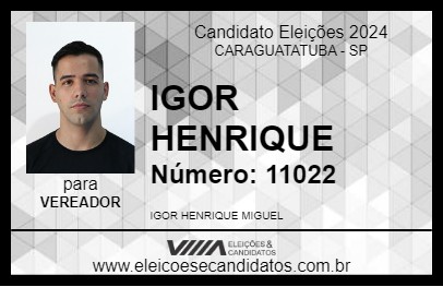 Candidato IGOR HENRIQUE 2024 - CARAGUATATUBA - Eleições